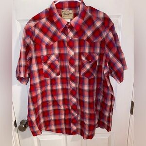 Wrangler Men’s 2XL Red Plaid Western Shirt